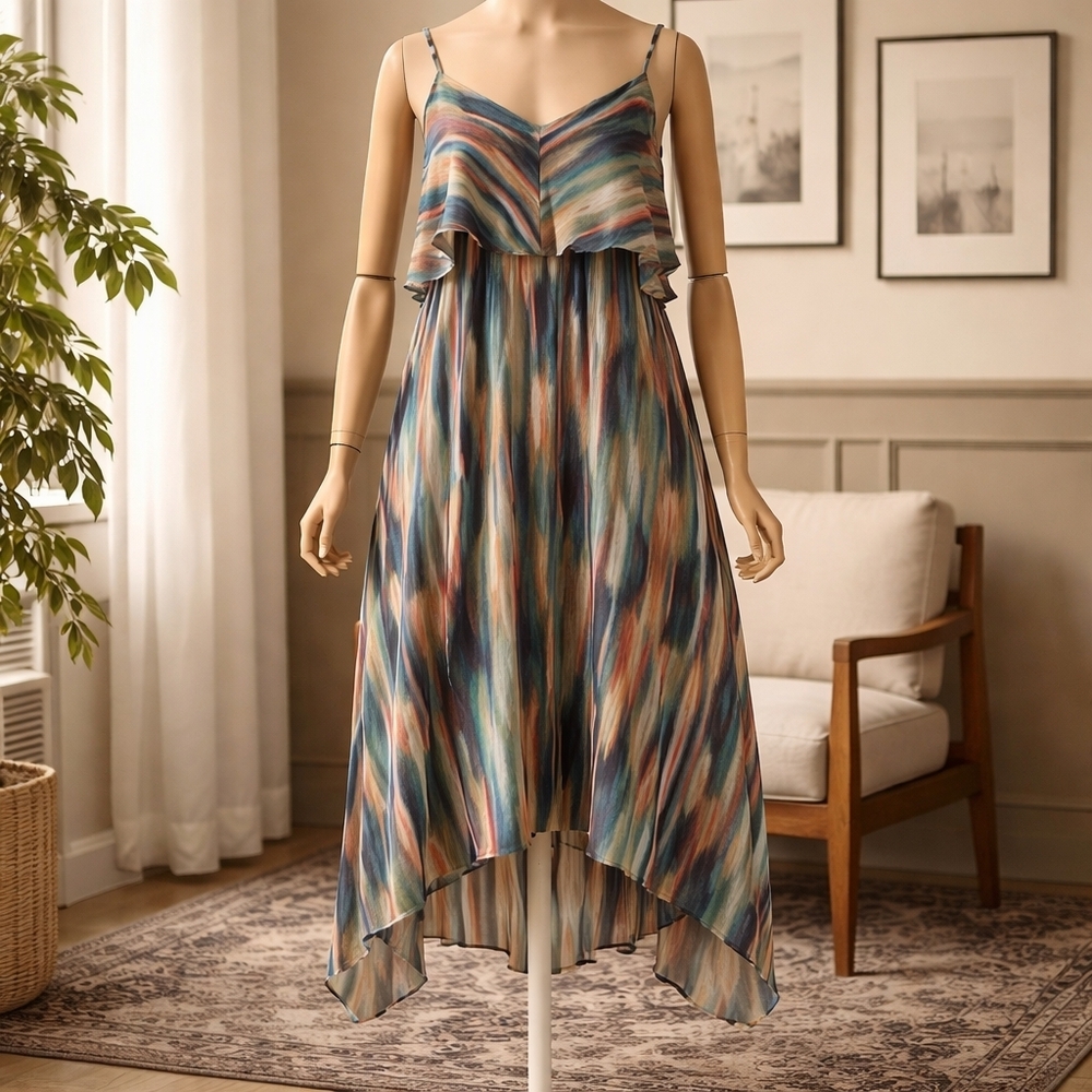 Sleeveless Multicolor V-Neck Summer Dress